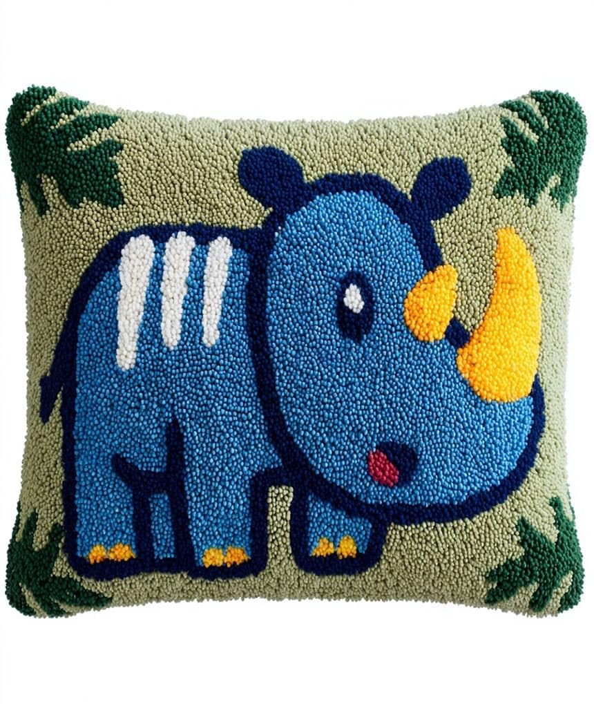 AxiangziK Latch Hook Cushion Kits for Adults,Animal Rhinoceros