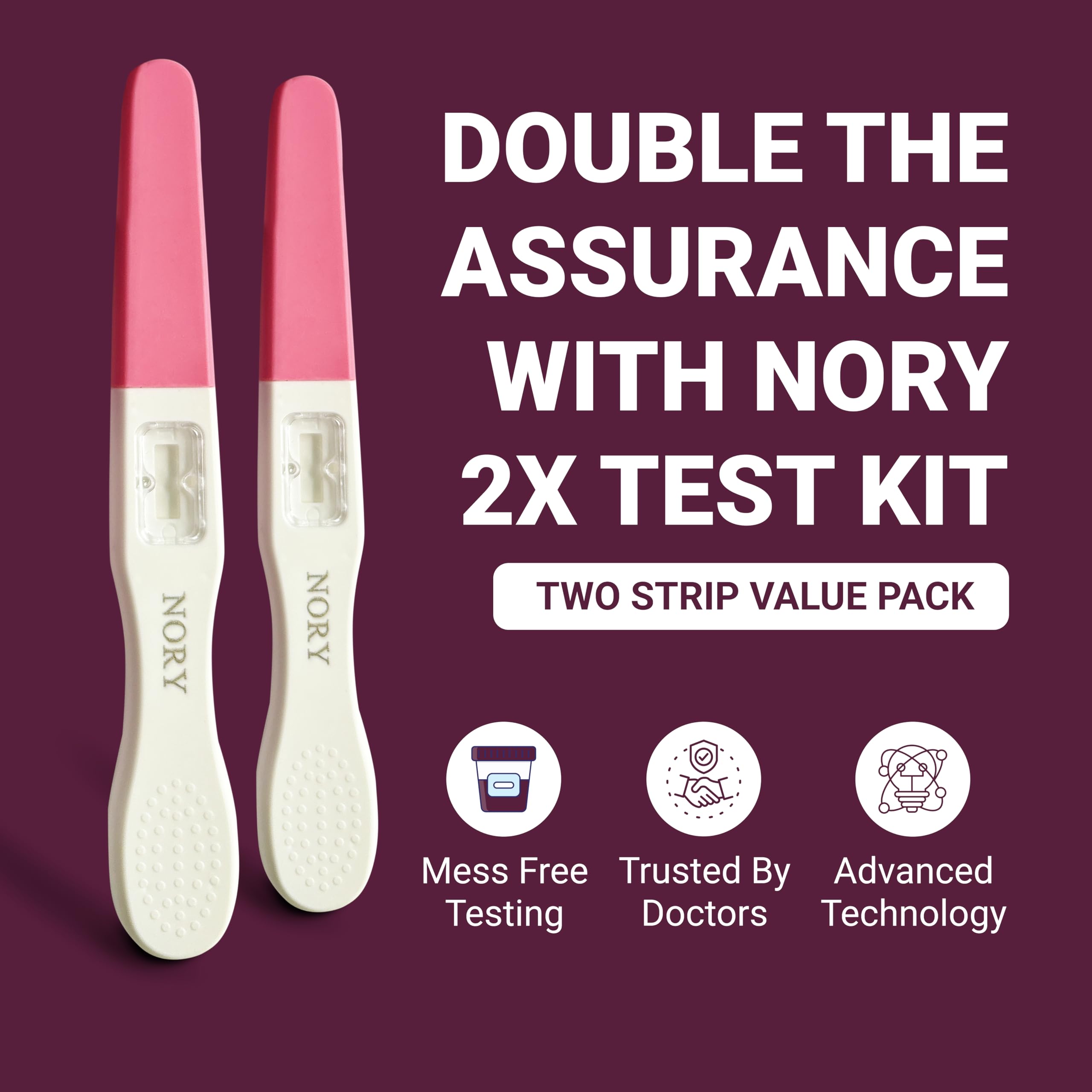 NORY EarlyCheck Pregnancy Test Kit – 2 Midstream Tests, Over 99% Accuracy, Ultra Sensitive HCG Detection (10mIU/mL), Early Pregnancy Detection, No Cup or Dropper Needed (Pack of 2) - Image 3 thumbnail