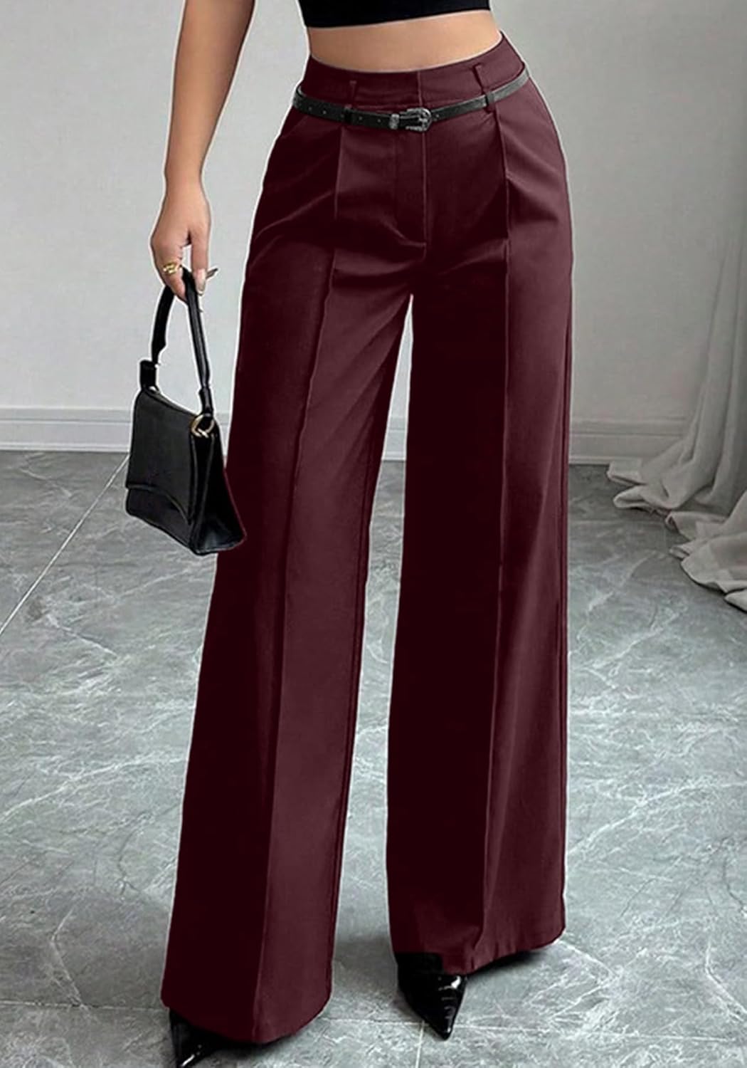 LAJIOJIO Wide Leg Dress Pants Women Casual,High Waist Work Pant Straight Leg Trousers with Pockets - Image 7