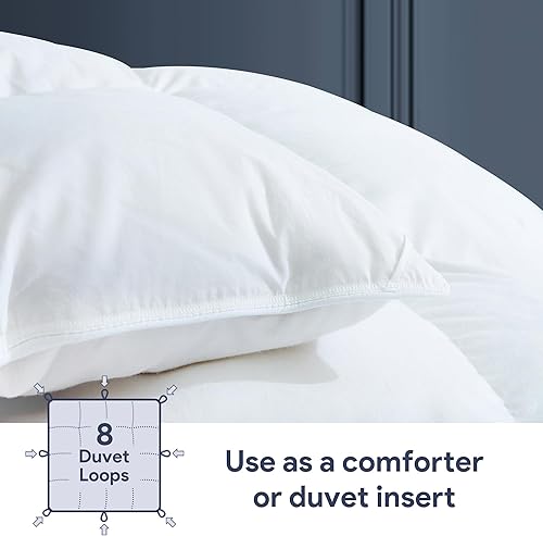 Miniatura 3 de Maple&Stone Edredón de plumas tamaño California King, relleno de edredón pesado de plumón blanco, ultra suave, funda de algodón 100% esponjoso,