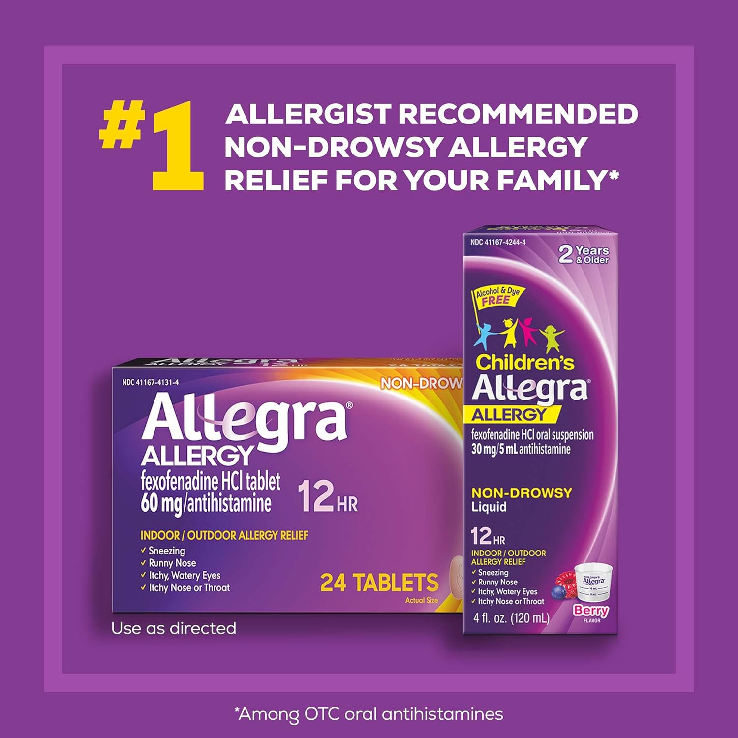 Allegra Adult Non-Drowsy Antihistamine Tablets for 12-Hour Allergy Relief, 60 mg 24 Count : Health & Household