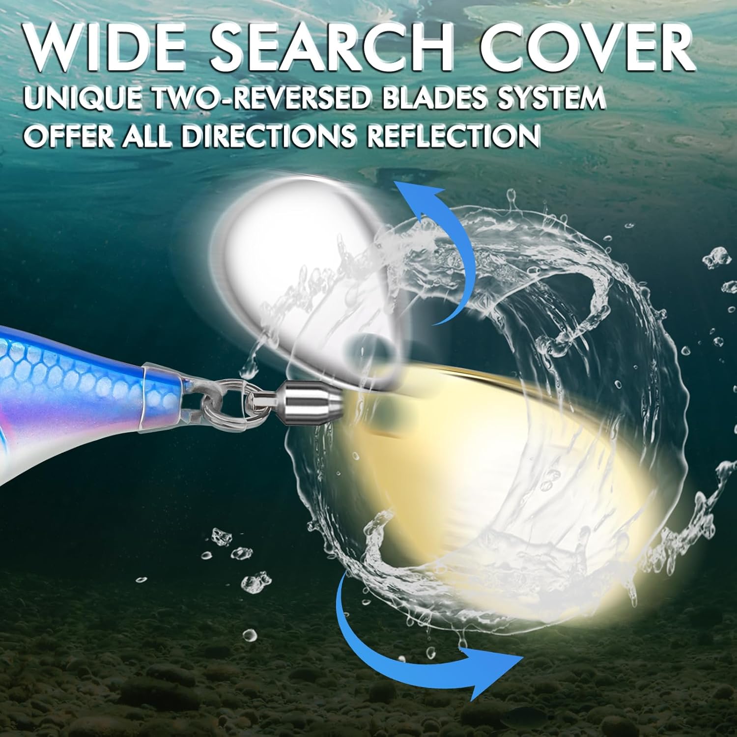 TRUSCEND Vibespinner Lures with BKK Hooks – Easy Catch: 4 Actions (Vibrate/Swim/Flash/Jig) for More Bites, Longer Cast Search Bait – Jigs for Bass, Crappie, Trout, Walleye – Ideal for Family Fishing