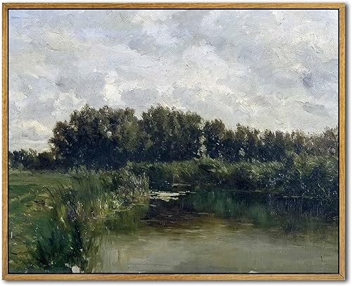 Miniatura 11 de Lienzo de paisaje de granja, arte de pared retro de paisaje natural, marco de bosque, pósteres de campo vintage, pintura de bosque verde, cuadros de