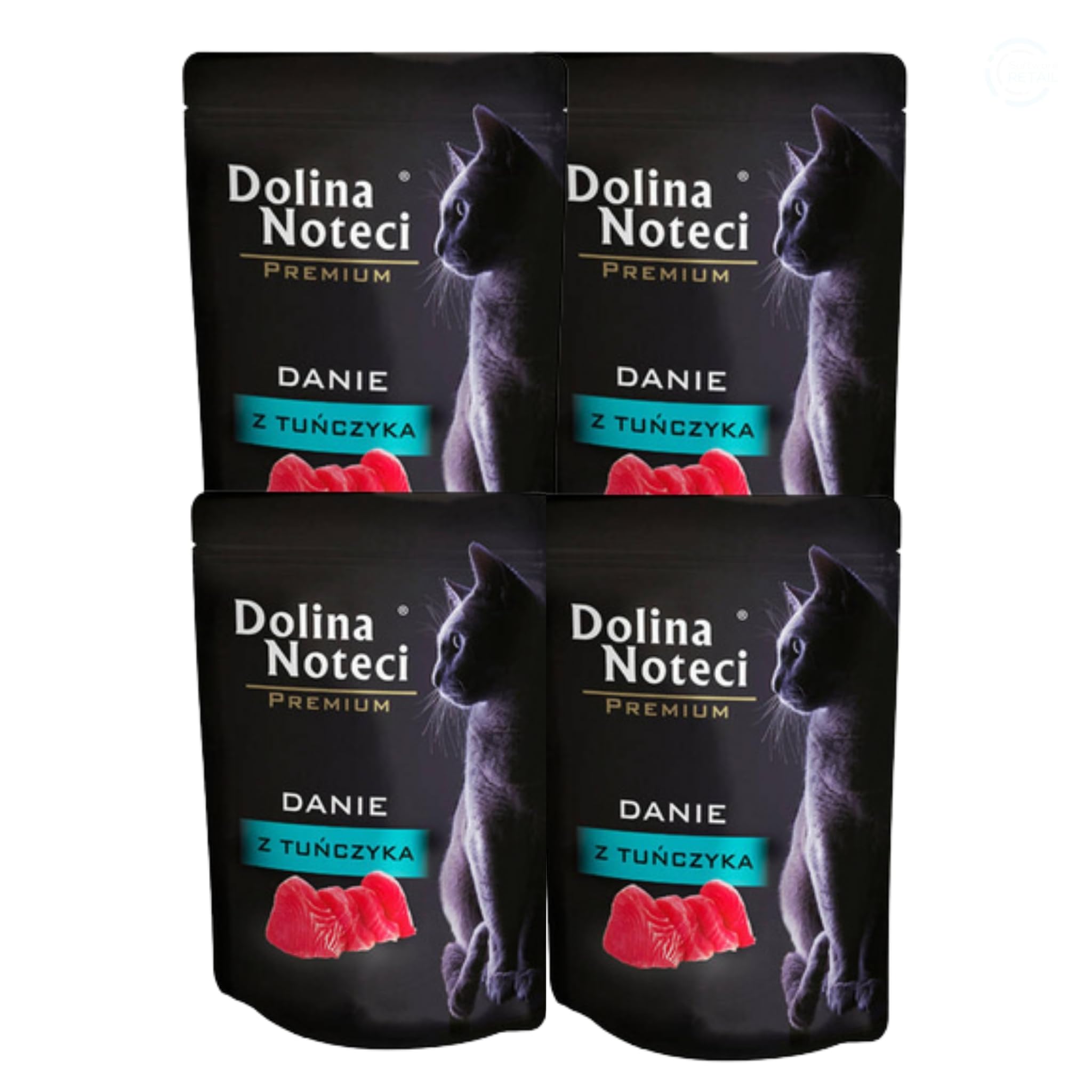 Dolina Noteci Premium Grain-Free Wet Cat Food Tuna Dish - High Protein Fish Pate for Adult Cats - Rich in Omega-3 - Complete Balanced Nutrition - Single Serving Pouch (4x85g)