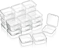 Vista 19 de Paquete de 24 cajas pequeñas de plástico transparente para almacenar cuentas con tapa con bisagras para almacenamiento de objetos pequeños