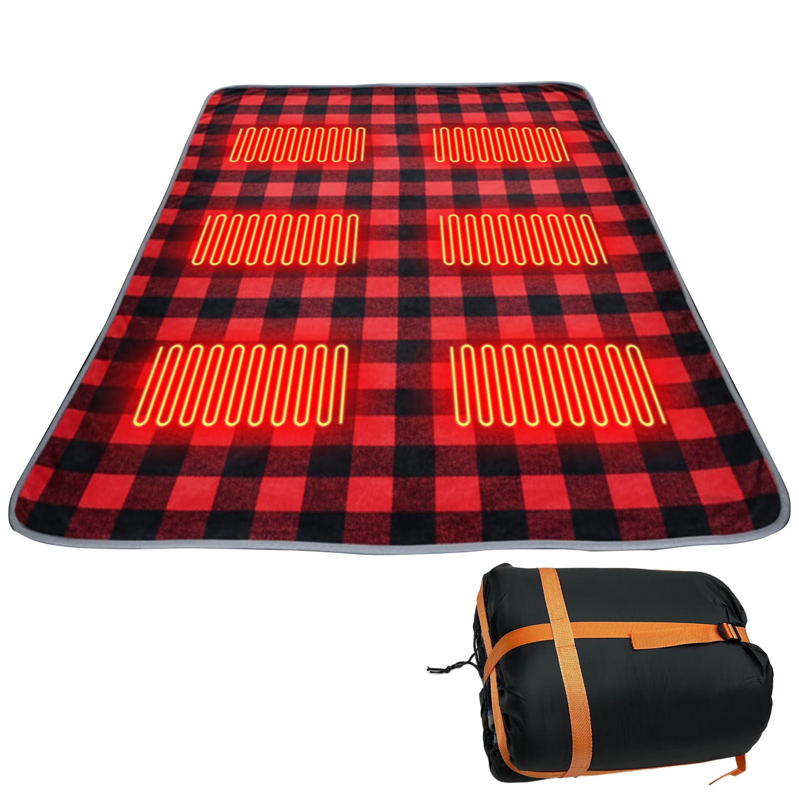 Almohadillas térmicas eléctricas para exteriores, 3 temperaturas ajustables para senderismo, picnic (rojo)