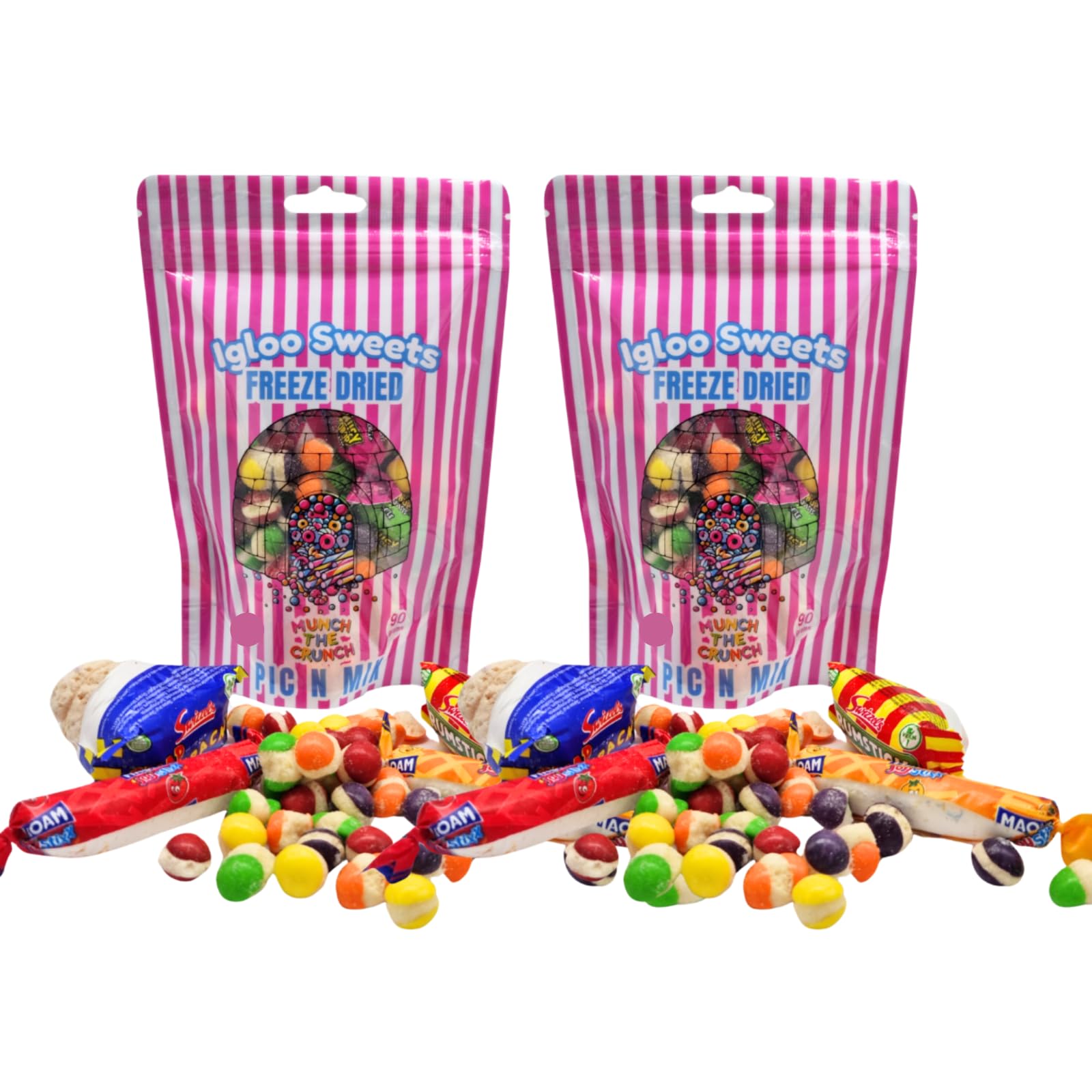 FREEZE DRIED SWEETS 180g (2x90g) - Variety Bags, Sweets Bag Party Bag Stuff | Freeze Dried Gummy Sweets