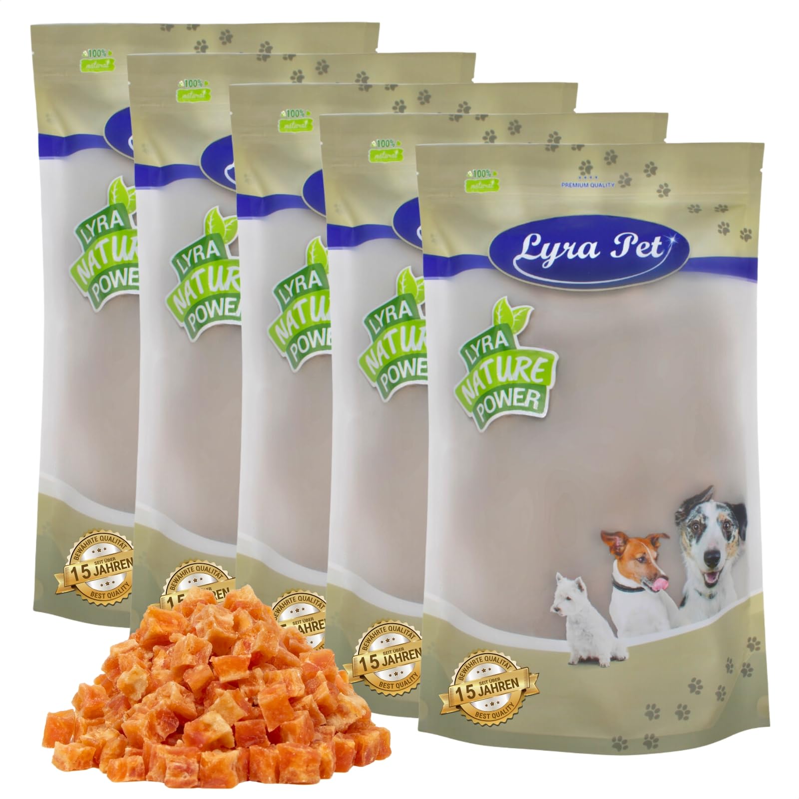 Lyra Pet® 5 kg Hühnerfleischwürfel mit Fisch - Kausnack für Hunde
