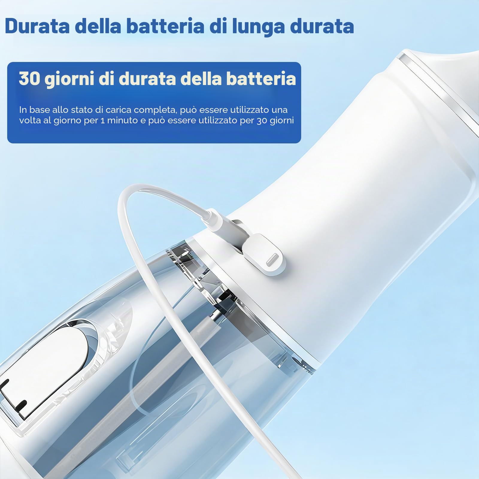 Idropulsore Dentale Oral,Irrigatore Orale,Idropulsore Dentale Portatile,Elettrico Oral Water,con 5 Modalità e 6 Beccucci,Serbatoio da 380ml,Impermeabile IPX7,per Uso Domestico e Viaggi(Bianco)