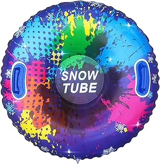 Gukasxi Inflatable Snow Tube Sledge 90cm Heavy Duty Snow Sled with Handl...