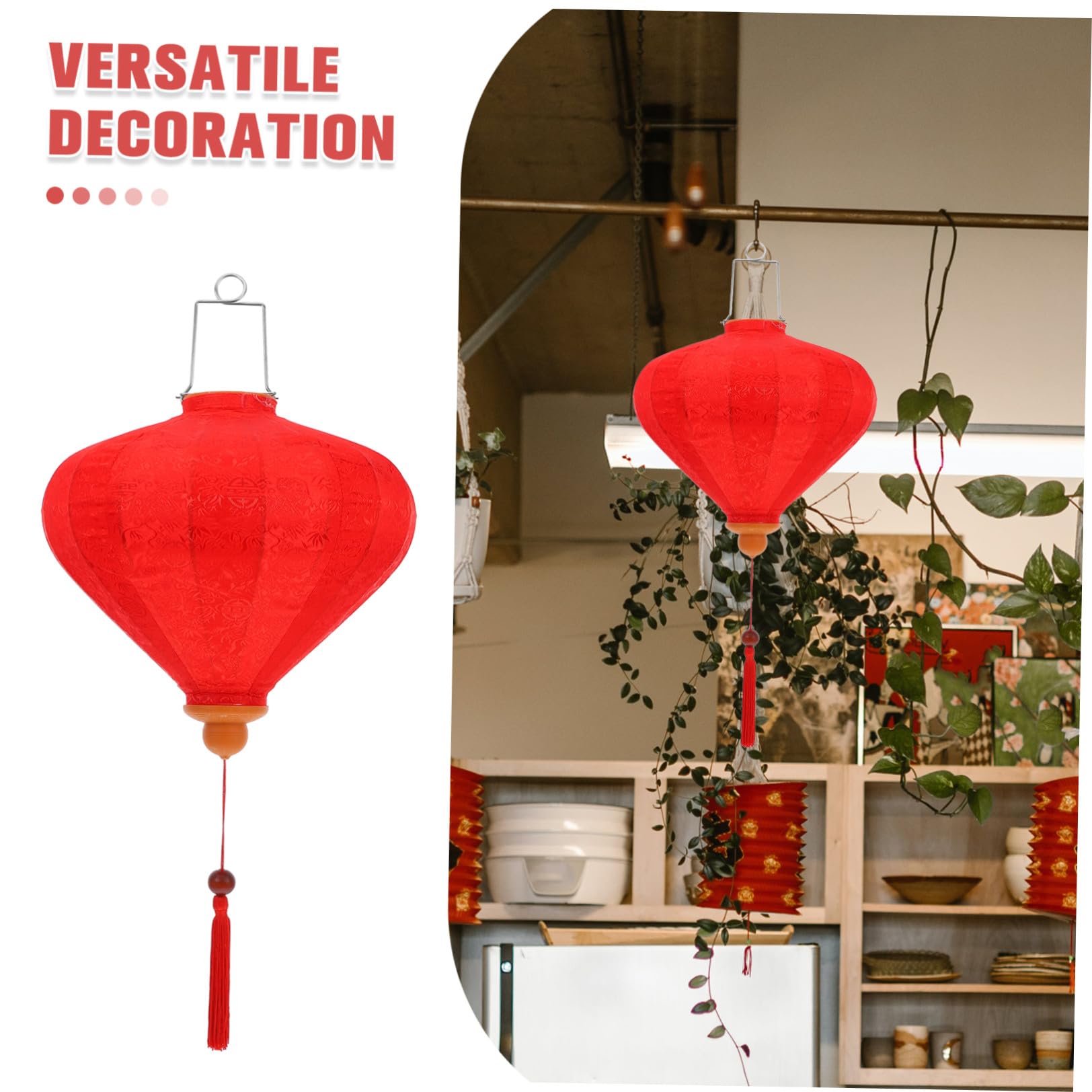 jojofuny Lanterna Vietnamita in Seta Rossa 30 CM a Diamante, Decorazione per Giardino e Matrimoni, Lampada Sospesa per Eventi all Aperto e Interni