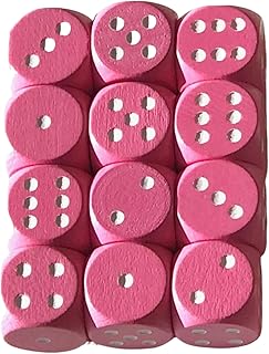 Spieltz Dados de madera estándar D6 para juegos de mesa, color rosa, 16 mm, fabricado en Alemania (accesorios para juegos de mesa) (12 dados, rosa con ojos blancos)