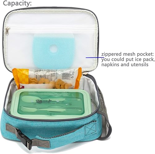 Miniatura 5 de Caja de almuerzo para niños con aislamiento, bolsa suave mini enfriador de vuelta a la escuela térmica de comida para niñas, niños, océano azul