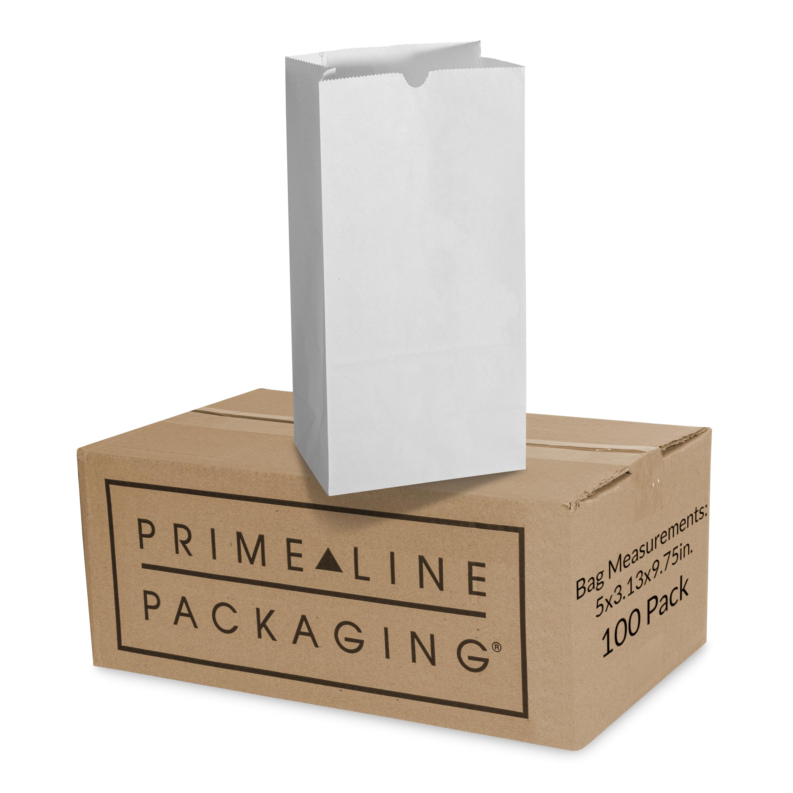 Prime Line Packaging Disposable Paper Bags, White Lunch Bags, Extra Small Kraft Paper Bags for Takeout Goodies, Grocery Delivery, Snacks, Bulk,