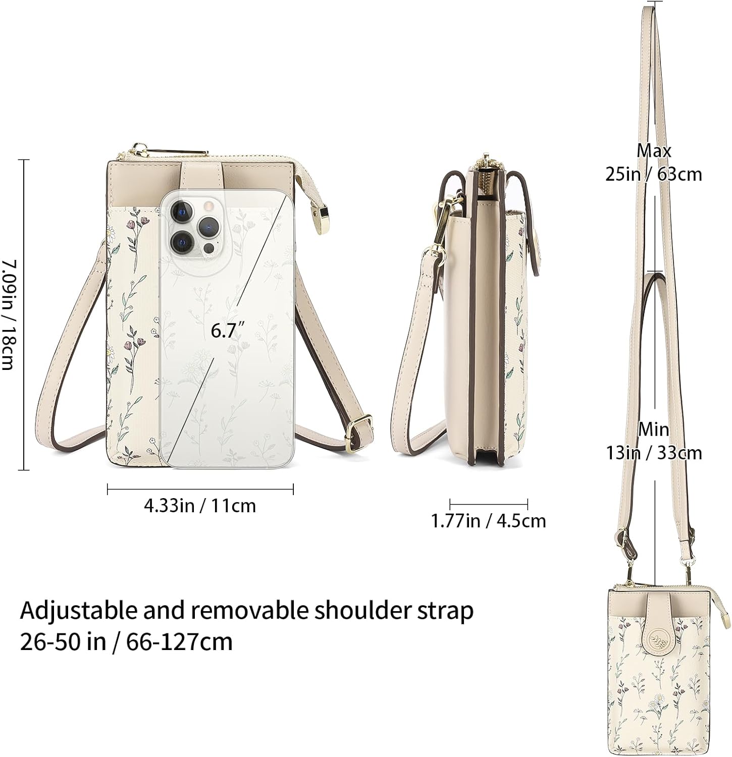 GAEKEAO Vegan Leather Small Crossbody Bag for Women Mini Cell Phone Cross Body Purses Floral Wallet with Card Slots For Girls - Image 5