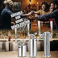 Vista 5 de Mango de grifo de barril de acero inoxidable para Kegerator - Grifo de cerveza casera estadounidense de rosca estándar de 3/8 pulgadas