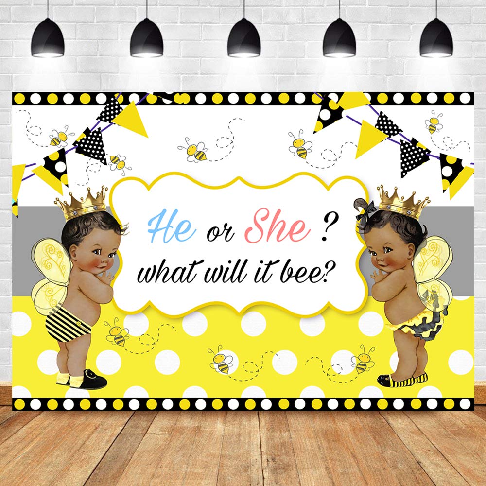 Buy Sensfun Bee Gender Reveal Backdrop He or She What Will It Bee ...