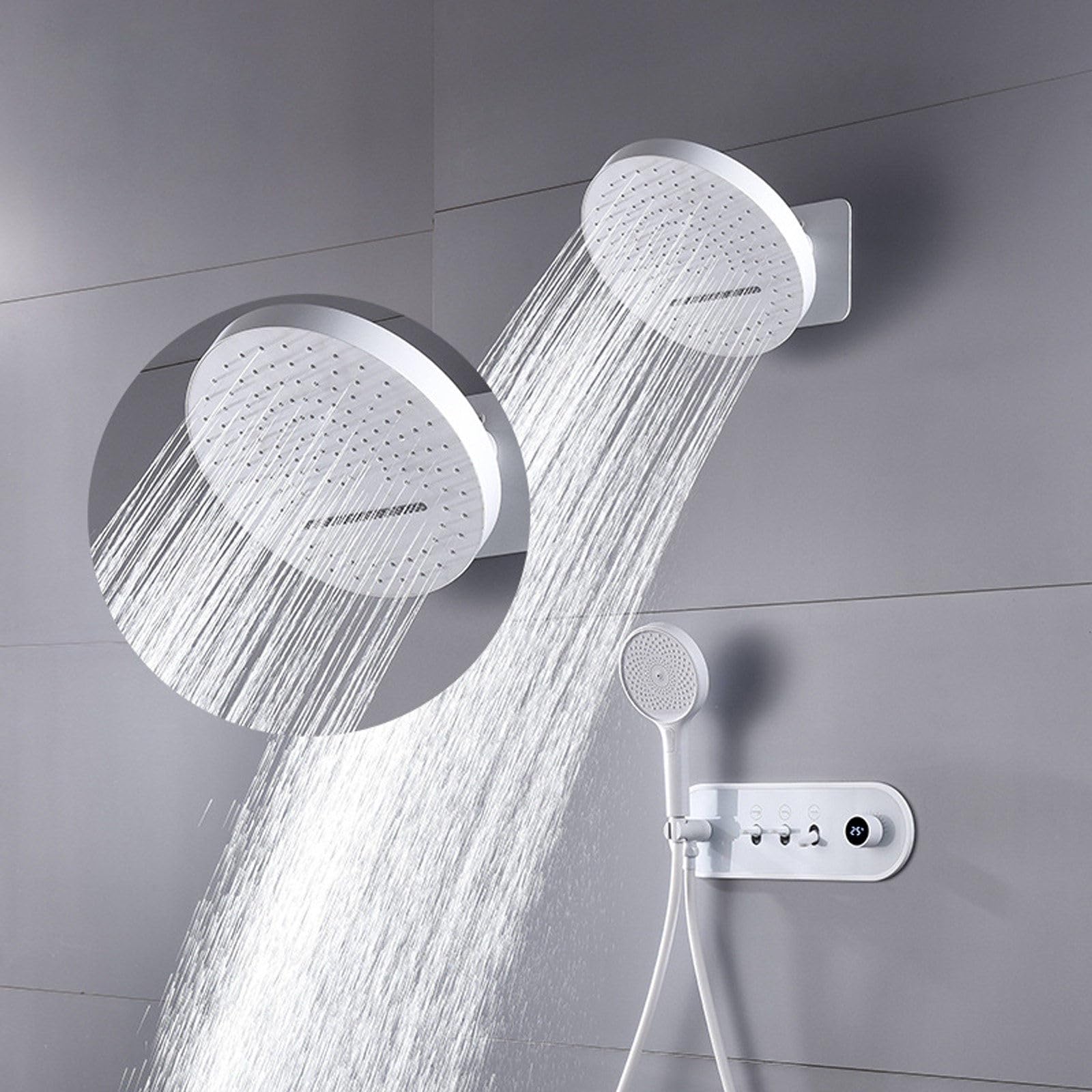 Set doccia a scomparsa con display digitale della temperatura, soffione doccia a pioggia a 2 funzioni e combo portatile, kit valvola doccia