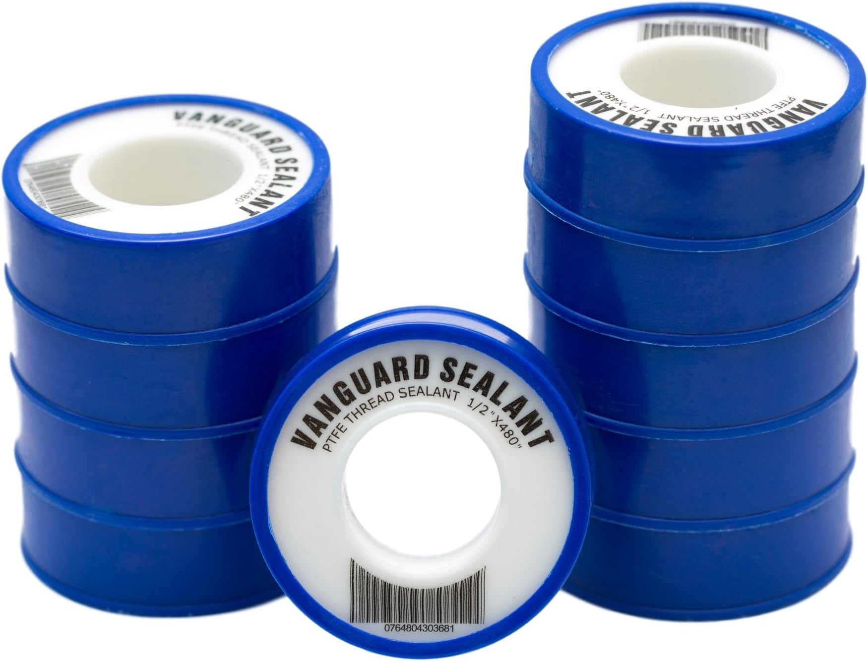 PTFE Plumbers Water Sealant Thread Tape 460" Length 1/2" Width White 10 Pack Perfect for Shower Heads and Pipe Threads