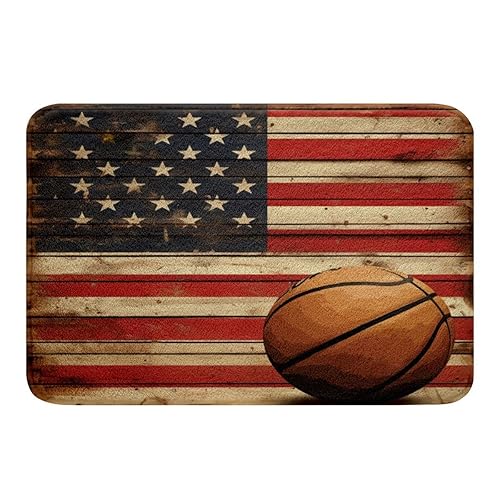 Feelyou Basketball Bathroom Rugs American Flag Print Bath Mats Microfiber