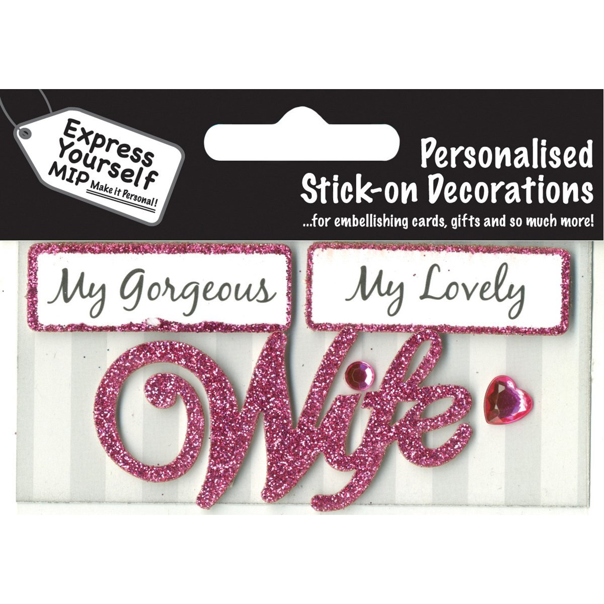 Wife (Pink) Caption Topper - Self Adhesive Greeting Card Craft Embellishment Sticker Set for Card Making, Gift Wrapping, Scrapbooking, Paper Crafts and DIY Projects - Express Yourself MIP