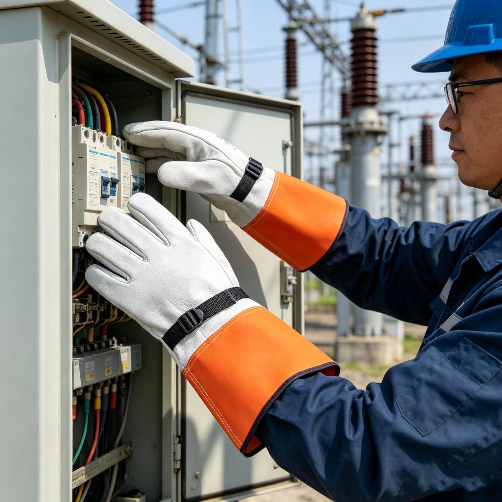 Guanti da lavoro in pelle extra spessi da 14 pollici Guanti resistenti calore per impieghi gravosi Design aggiornati per saldatura e manutenzione elettrica Resistenti calore industriale