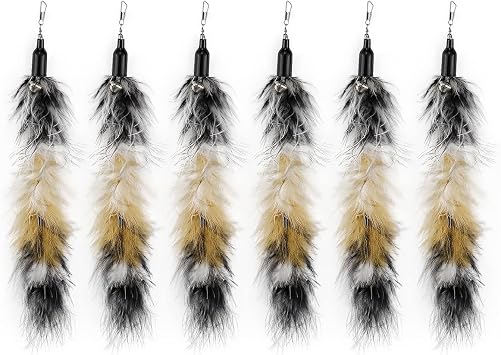 6 PCS Replacement Plumes Interactive Cat Toy Refills Cat Toy Wand Replacement Teaser Refills for Cat Kitty Toys