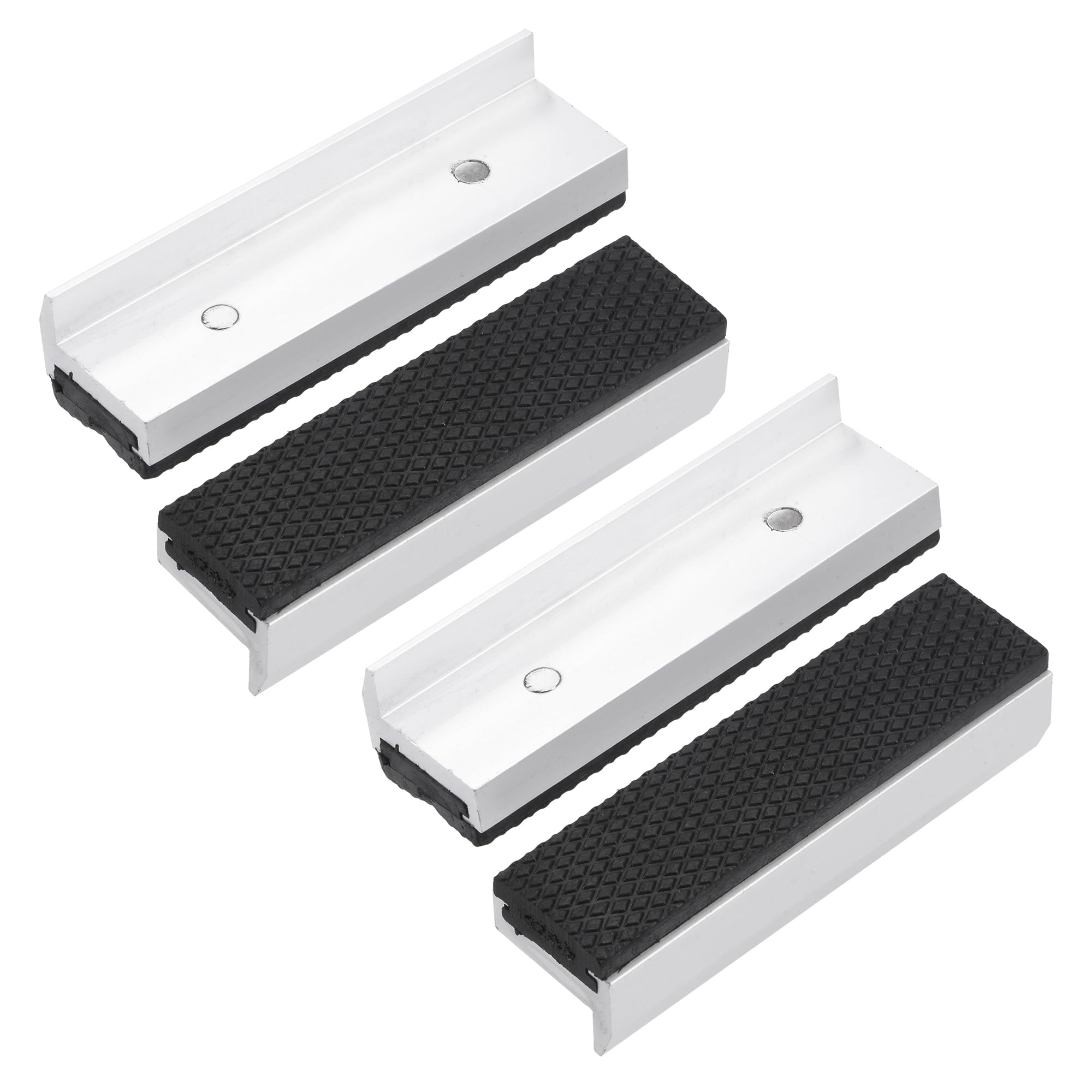 uxcell 4" Aluminum Vise Jaws with Magnetic, Rubber Pads Covers for Woodworking, DIY Making, Plumbing 2 Pair