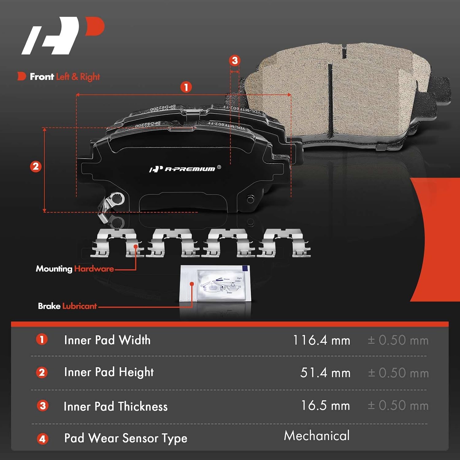 A-Premium Front Ceramic Brake Pads Set Compatible with Scion and Toyota Models - iQ 2012-2015, xA/xB 2004-2006, Celica 2000, Echo 2001-2005, MR2 Spyder, Prius, with Hardware, 4-Pack