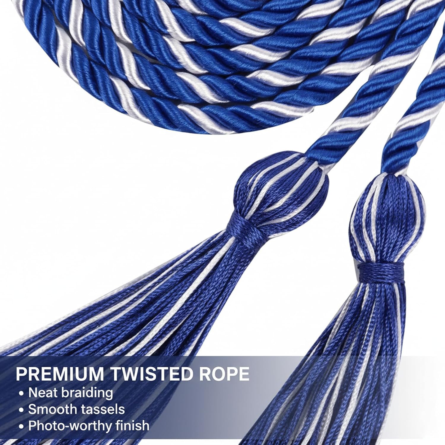 12PCS Graduation Honor Cord 68 Inch Rayon Braided Honor Cords with Tassels for Bachelor Master Doctoral Gown Decoration Graduation Student Accessories Ceremony Decor (Blue White)