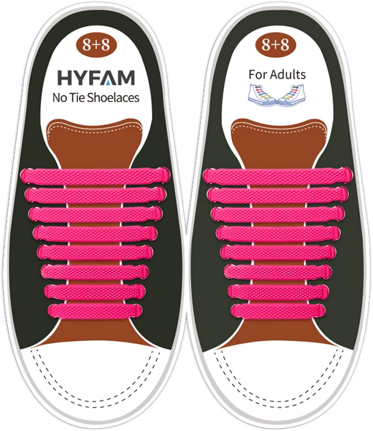 HYFAM No Tie Shoelaces for Kids/Adults, Waterproof Elastic Silicone Tieless Shoe Laces for Sneakers Board Shoes Casual Shoes