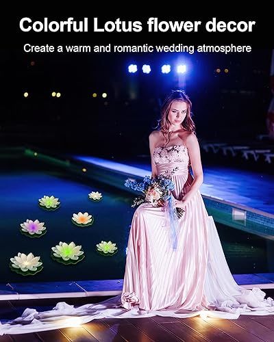 Miniatura 2 de LOGUIDE Luces flotantes para piscina, luces LED de loto flotantes multicolor con luces, funciona con pilas, luces flotantes impermeables para