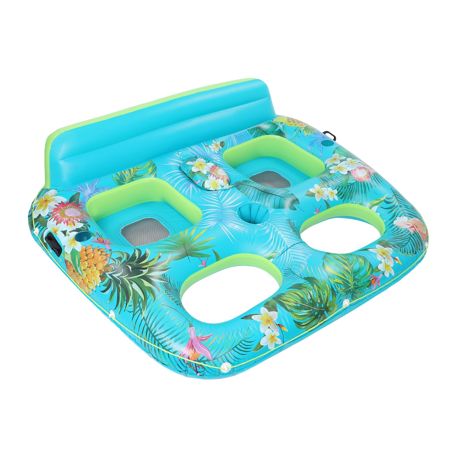 Materassino gonfiabile da 205 x 168 cm, fino a 272 kg, piscina gonfiabile con 2 portabicchieri e frigorifero integrato (mantiene 6+ bottiglie), doppia piscina abbronzante con schienale, fondo in rete
