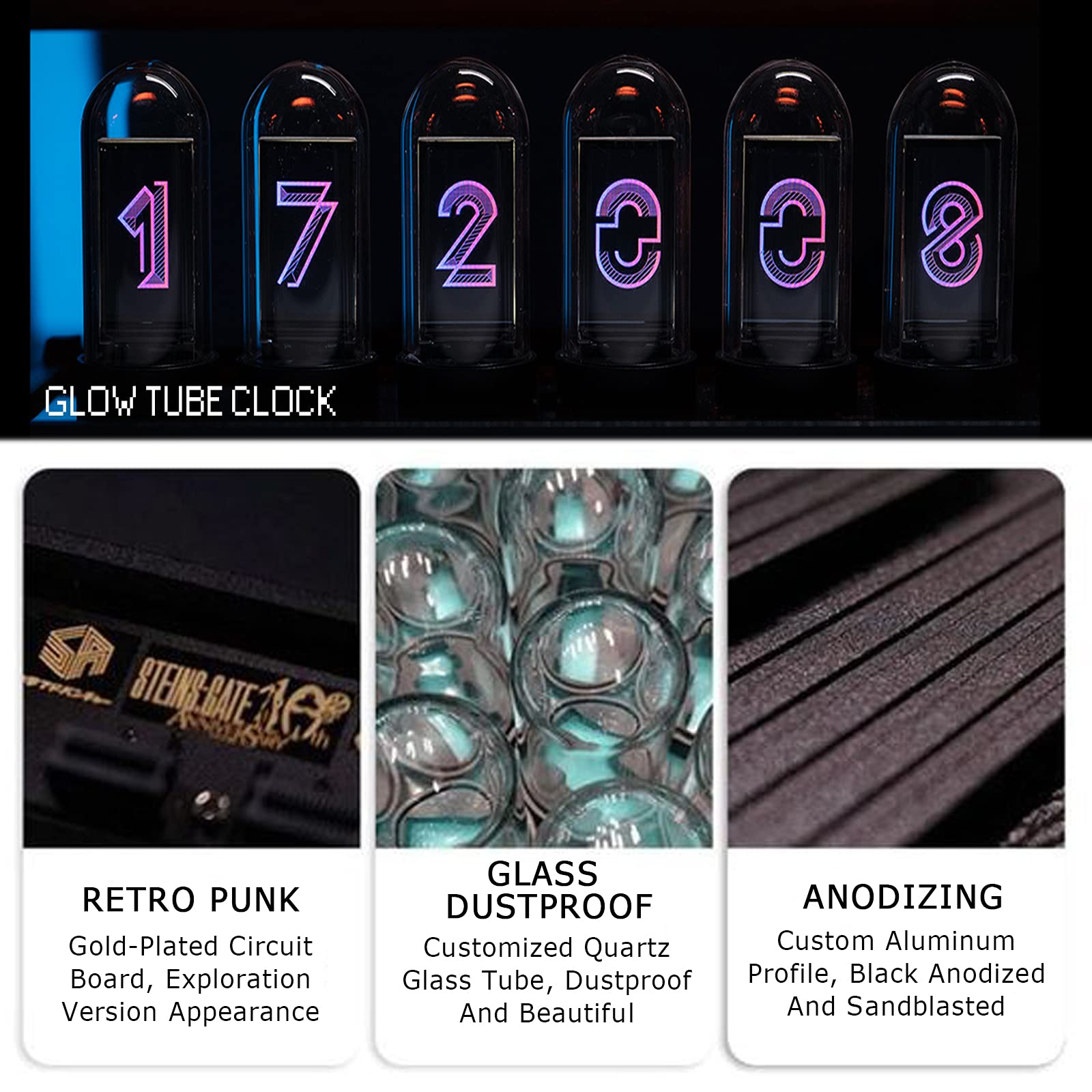 Cadeaux personnalisés, Horloge à Tube numérique, créativité d'horloge à Tube rétro LED, Horloge de Salon à écran RGB IPS à Tube Lumineux, offrez Un Cadeau à Un ami