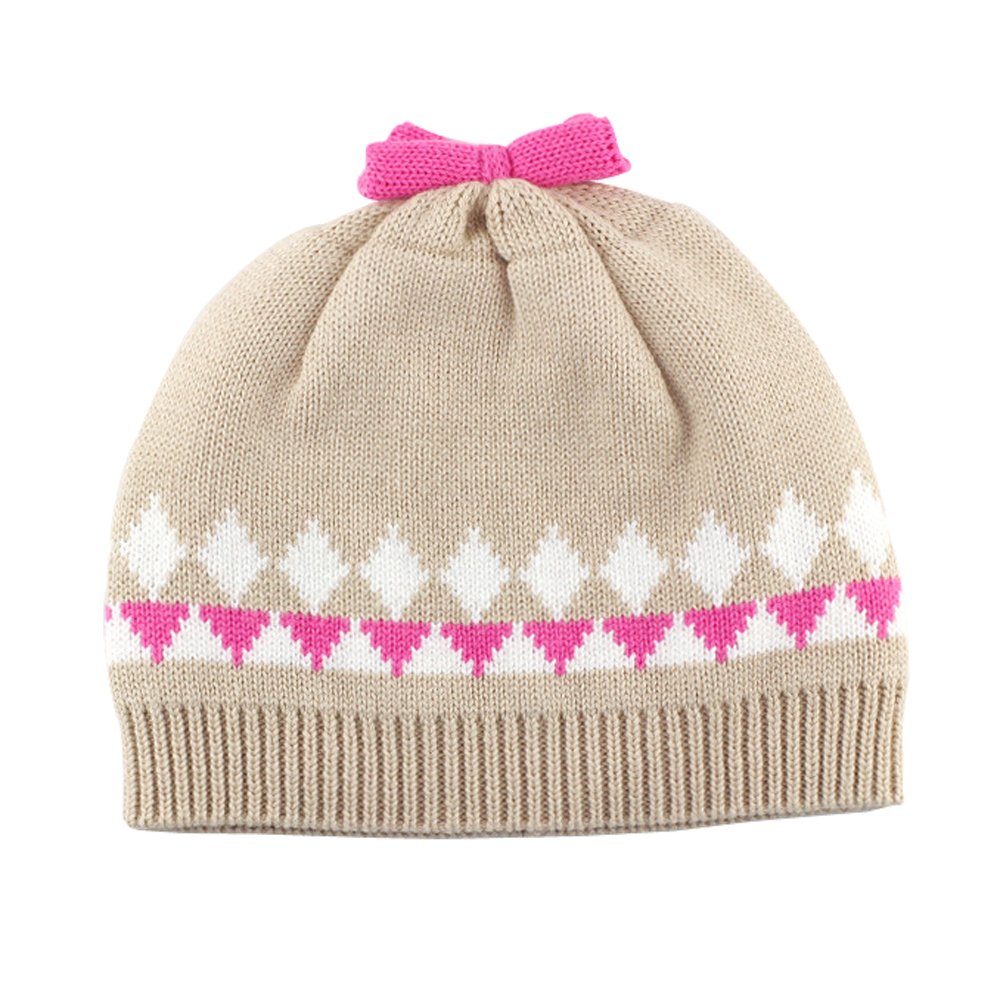 Ding-dong Baby Kid Girl Winter Knitted Bowknot Hat+Scarf+Gloves 3 Pieces Set(1-3T) Khaki