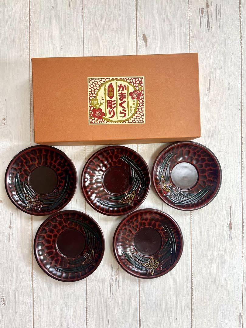 Amazon.co.jp: 鎌倉彫茶托5枚セット : ホーム＆キッチン