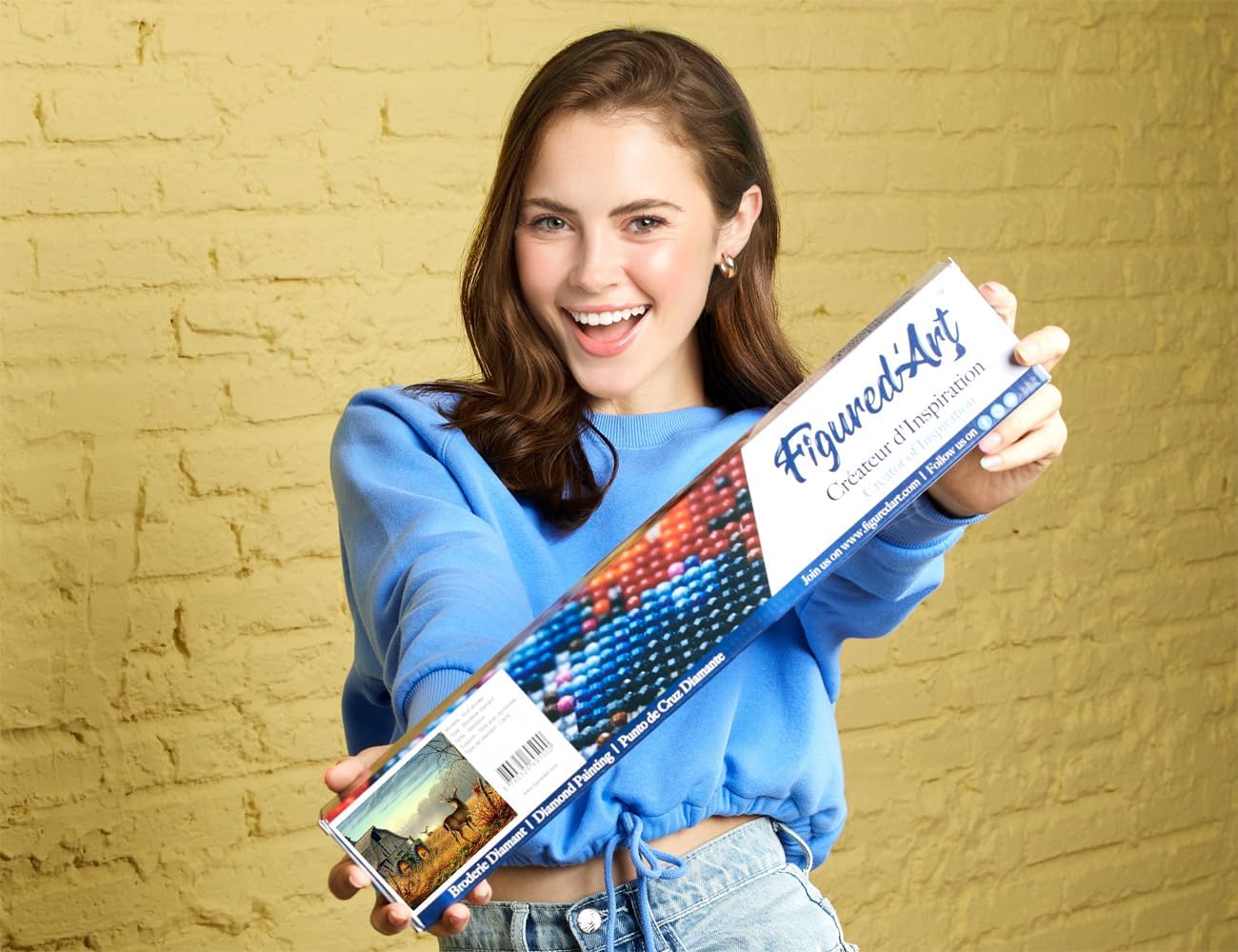 Figured’Art Diamond Painting Art kit for Adults 16"x20" Full Square Drill 5D Deer Campaign Complete DIY - Rolled Canvas