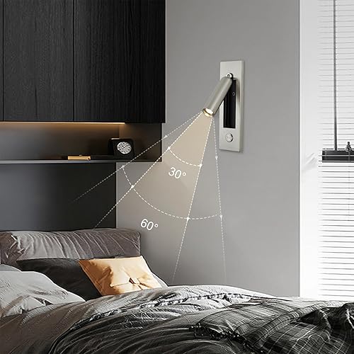 Miniatura 9 de Lámpara LED para dormitorio, lámpara de pared para cabecero, luz de lectura de mesita de noche, lámparas de pared con interruptor de pulsador,