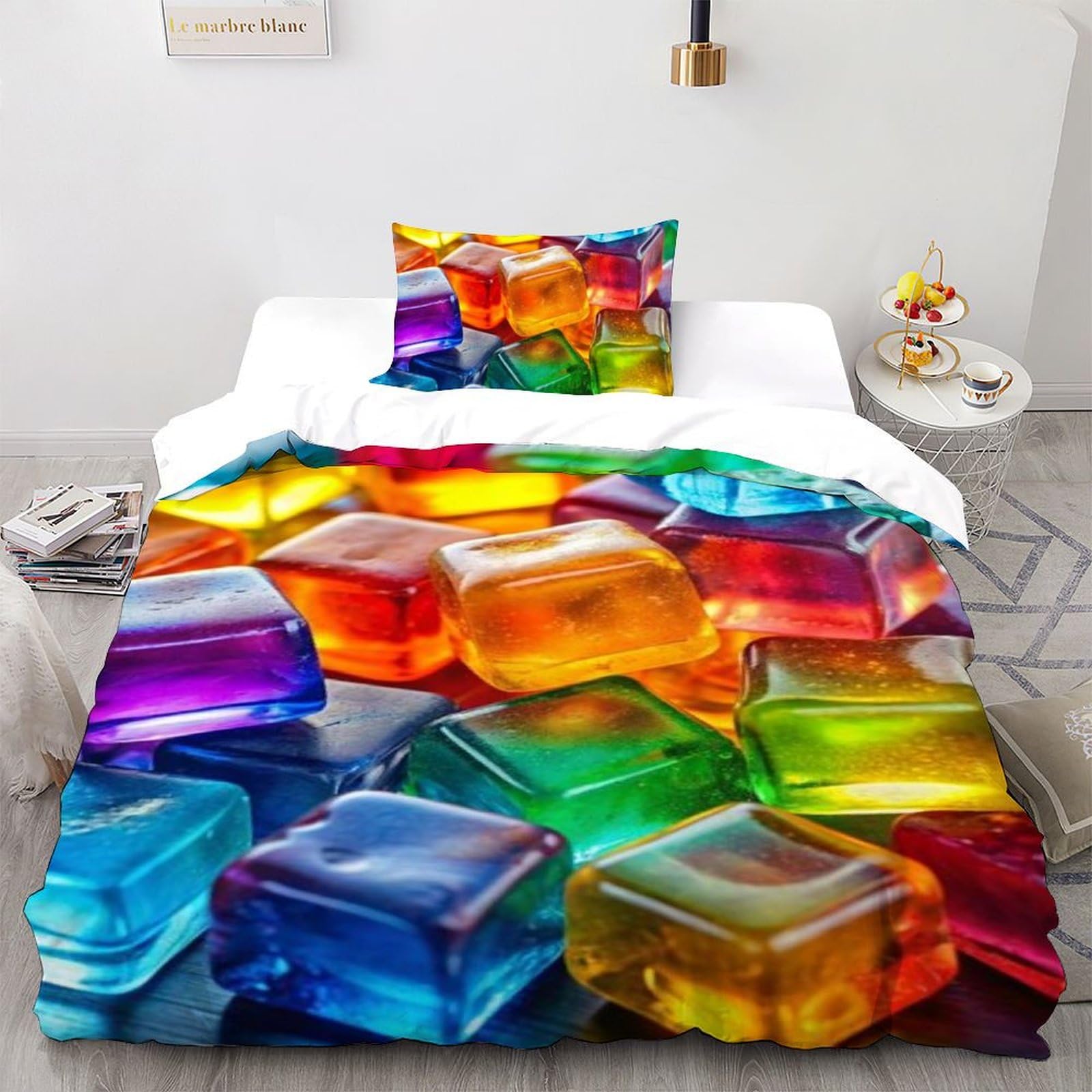 Housse de couette imprimé 3d bonbons couleur avec zip résistant