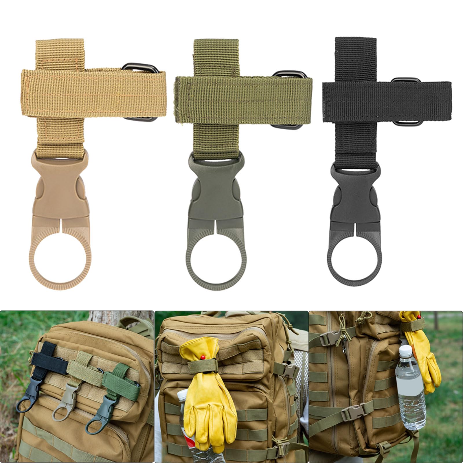 Porta bottiglia d'acqua ad anello, in nylon, con fibbia a clip, portatile, porta bottiglia minerale, portachiavi per campeggio, alpinismo