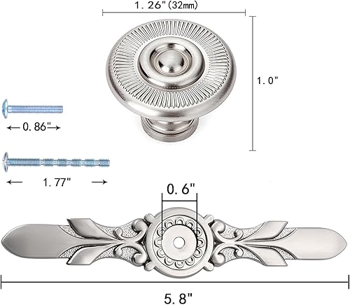 Miniatura 2 de Aandxomk- Juego de 10 pomos para gabinete de cocina, pomos de níquel cepillado de 5.8 pulgadas con placas, perillas y placas para accesorios de