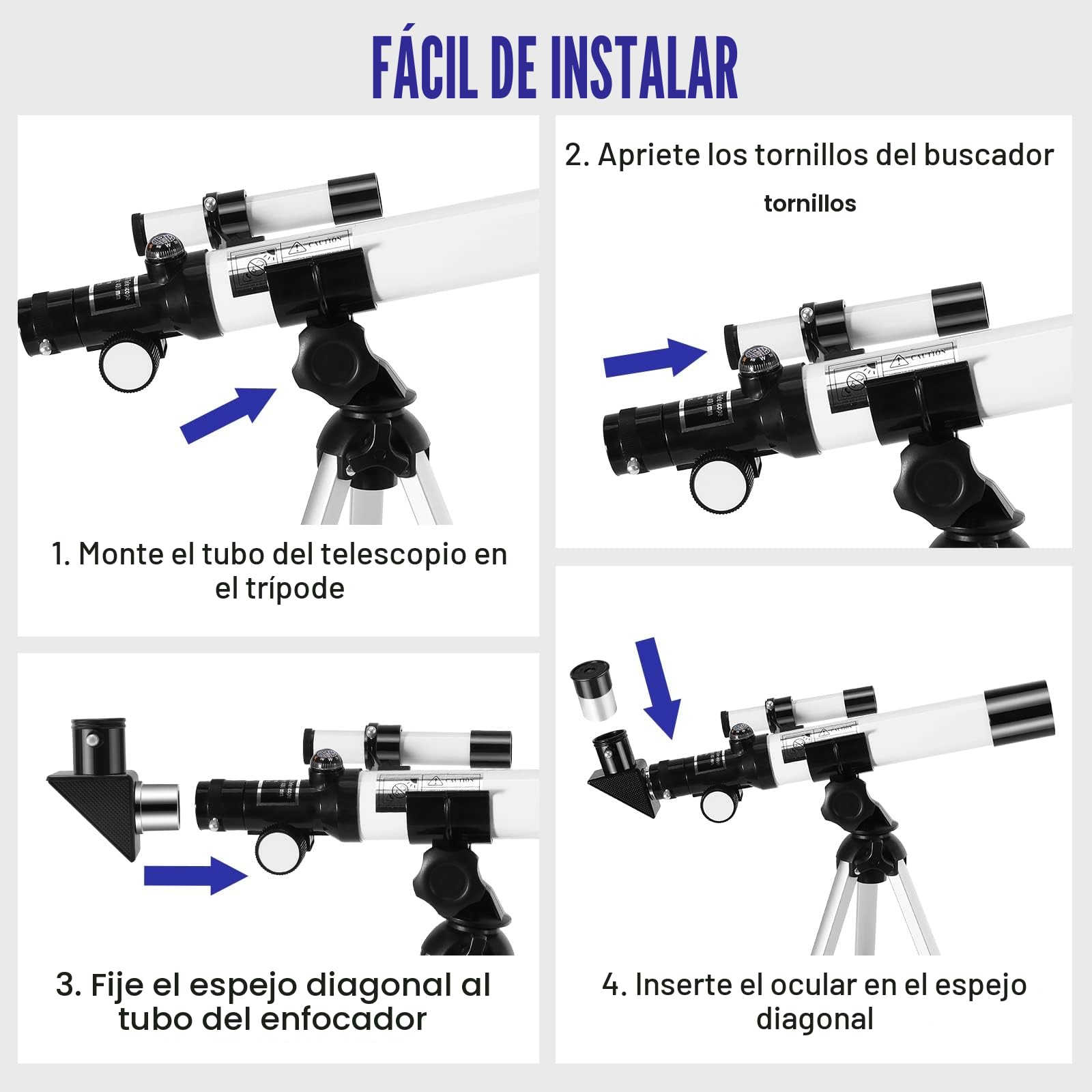 Telescopio para Niños, Uverbon F40040 Telescopios Astronómicos con Brújula de Alcance de Buscador y Telescopio Refractor de Trípode para Niños y Principiantes