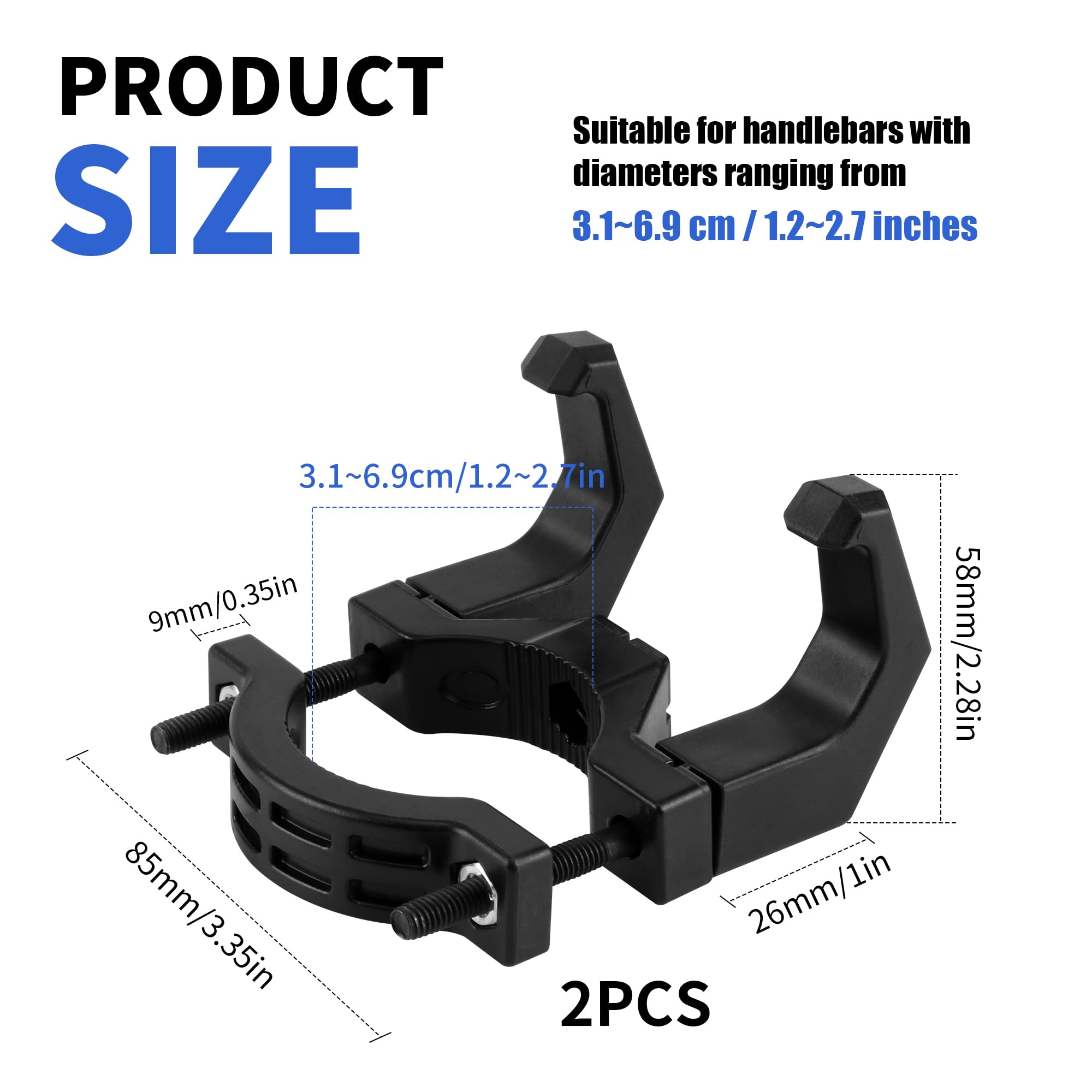 YiliYa Gancho para Patinete Eléctrico Doble Gancho Frontal E Scooter Negro Paquete de 2