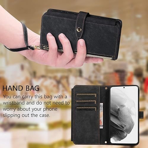 Miniatura 7 de UEEBAI Funda para Samsung Galaxy A13A04s, 9 ranuras para tarjetas, billetera de cuero retro para A13 5G4G con correa de mano, ranuras para tarjetas,