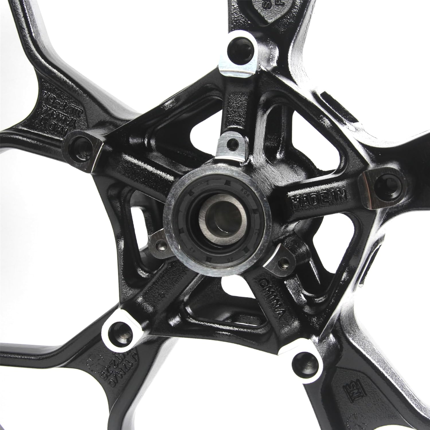 Gloss Black Front Wheel Rim and Brake Disc Rotor Compatible with Yamaha YZF R3 R25 2015-2024 ABS include, MT03 MT25 2015-2024, Motorcycle Replacement Accessories Parts