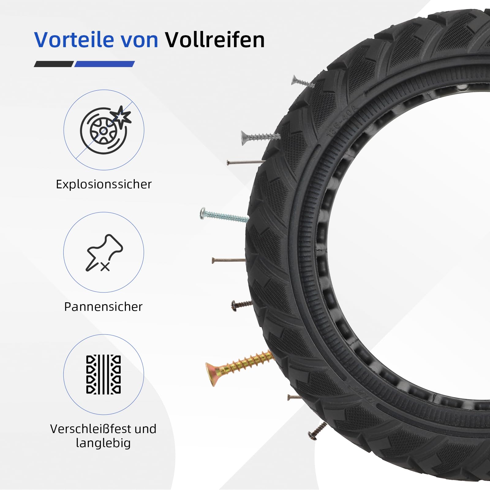 ulip Pneu complet 8,1 x 2,0 pour scooter électrique Xiaomi 4 Go/Ninebot E2/Ninebot E2 Plus, pneu de rechange avant ou arrière de 8", pneu de rechange avant ou arrière