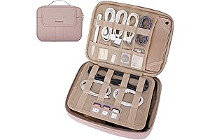 BAGSMART ipad Travel Case Organizer with Double Layer for 9.7 inch iPad, Accessories Carry Bag