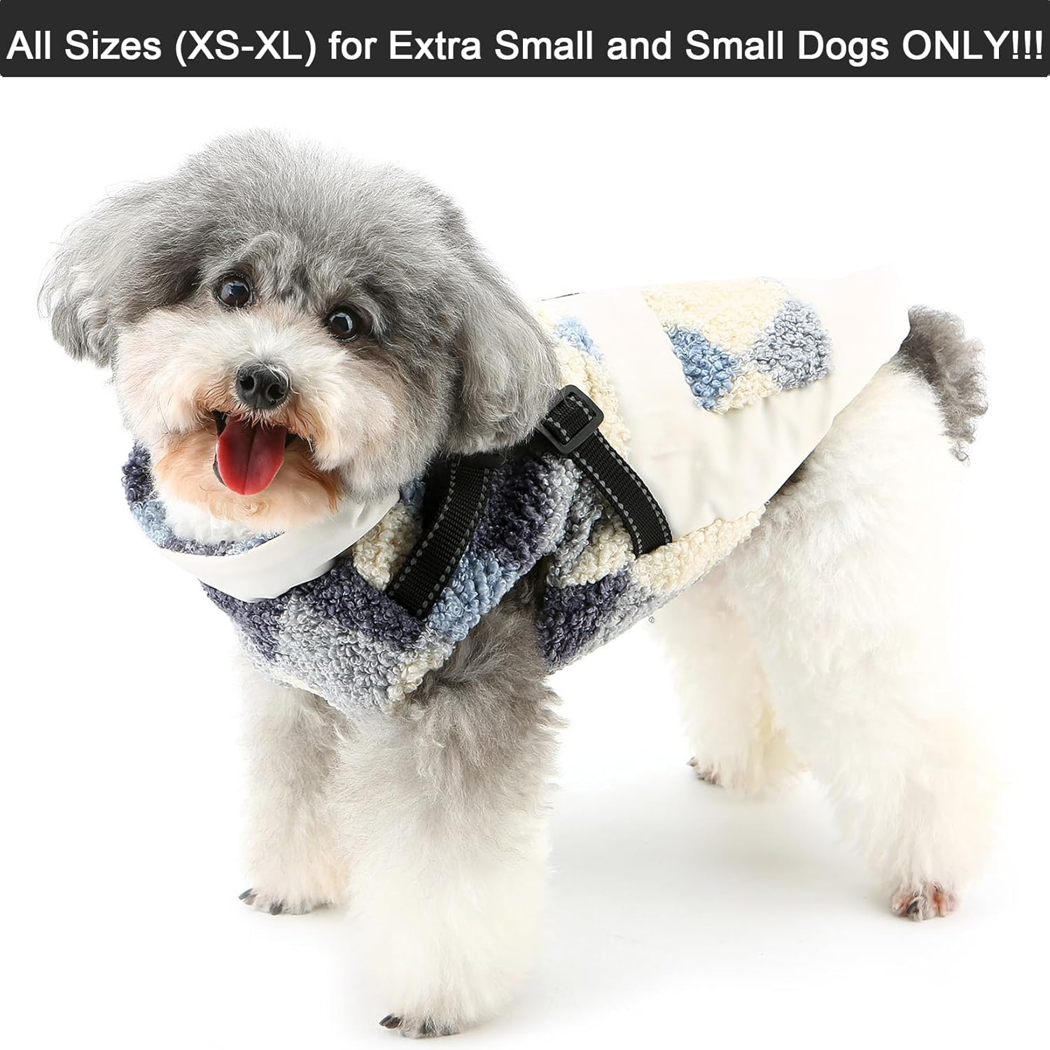 Zunea Dog Jacket Coats with Harness Built in for Extra Small/Small Dogs Warm Winter Fleece Lined Puppy Jackets Reflective Adjustable Windproof Outdoor Doggie Clothes Cold Weather Pet Apparel White XL