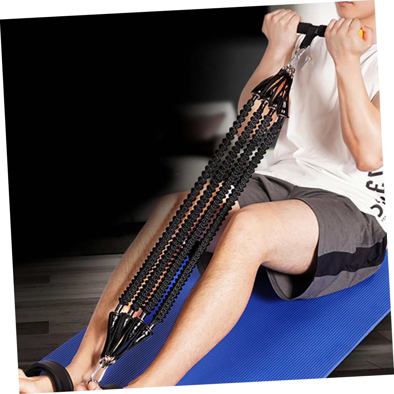 Corda Elastica Pedali per Allenamento Multifunzione, Attrezzo Fitness per Spalle e Addome, Materiale Pte e Schiuma Resistente, per Palestra Casa