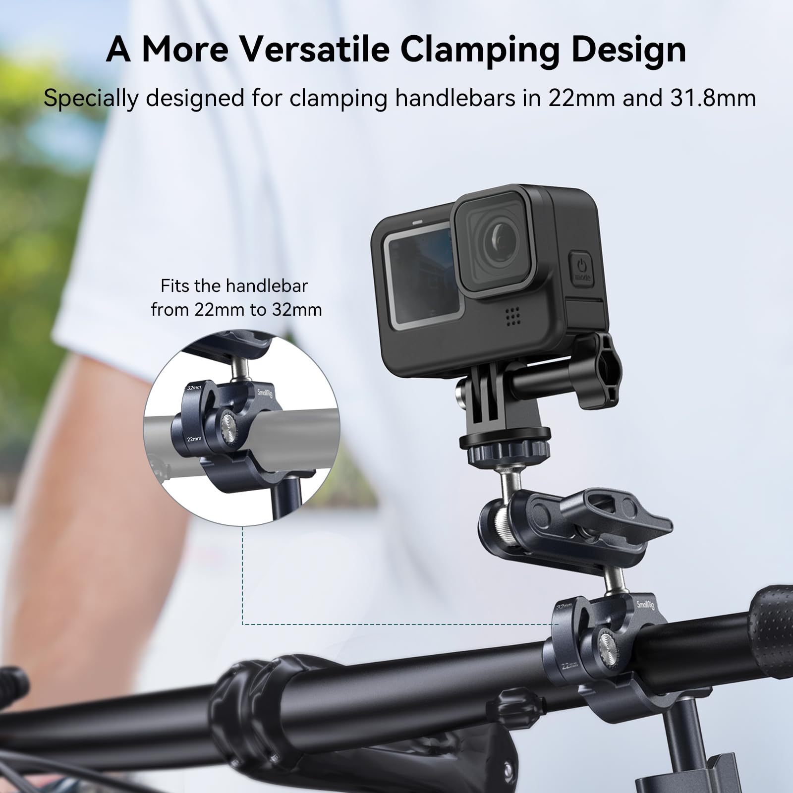 SMALLRIG Soporte para Cámara de Acción, Clip de Montaje en Manillar para Bicicleta/Moto, Soporte de Abrazadera para GoPro para dji para Insta 360, Soporte para Cámara de Motocicleta para Honda - 4191